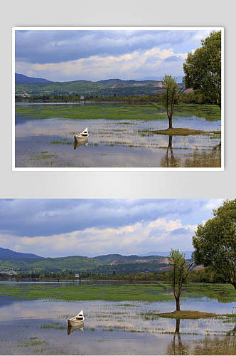 丽江拉市海湿地湖景摄影图片