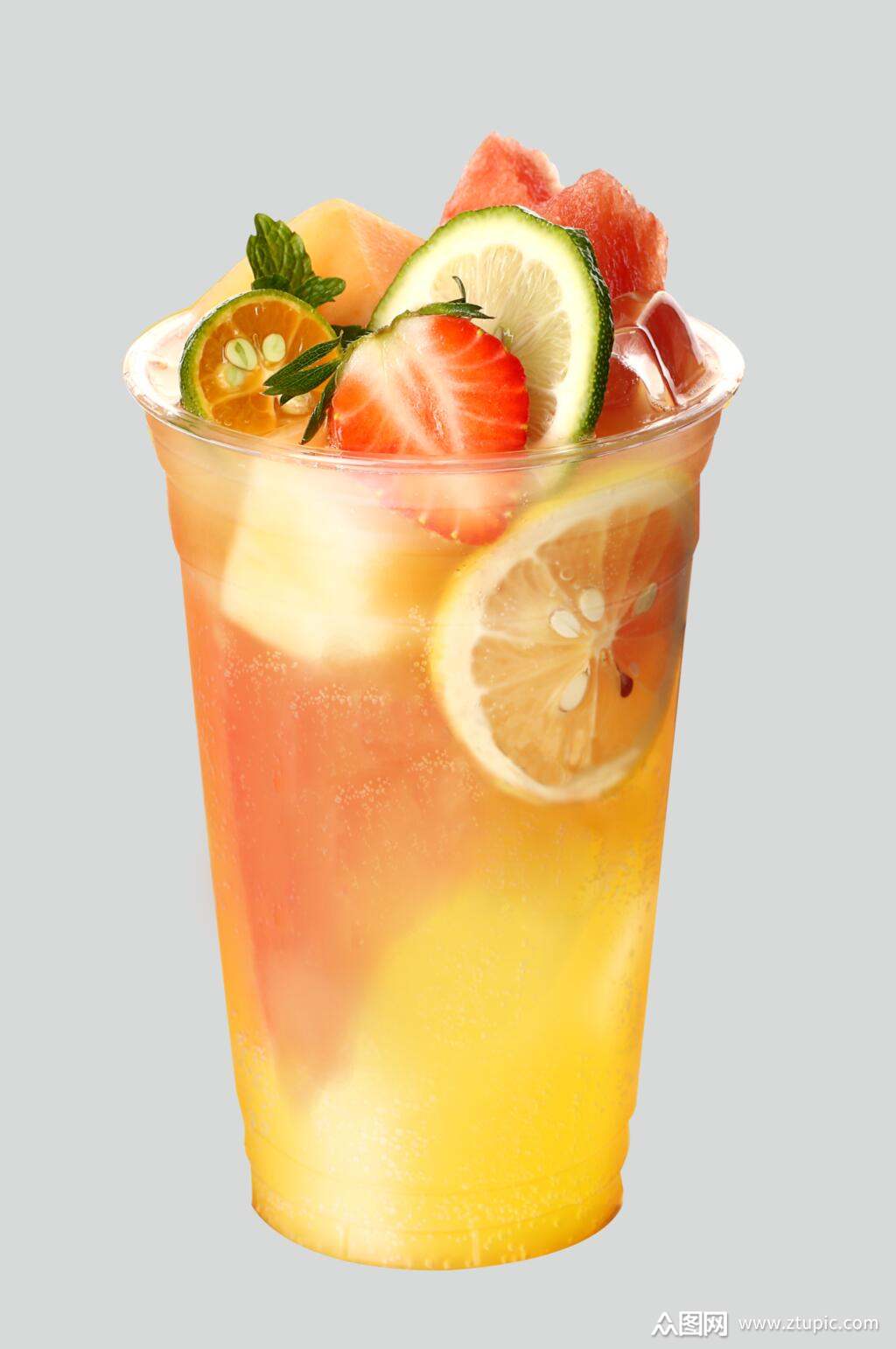 西瓜草莓柠檬果茶高清图片