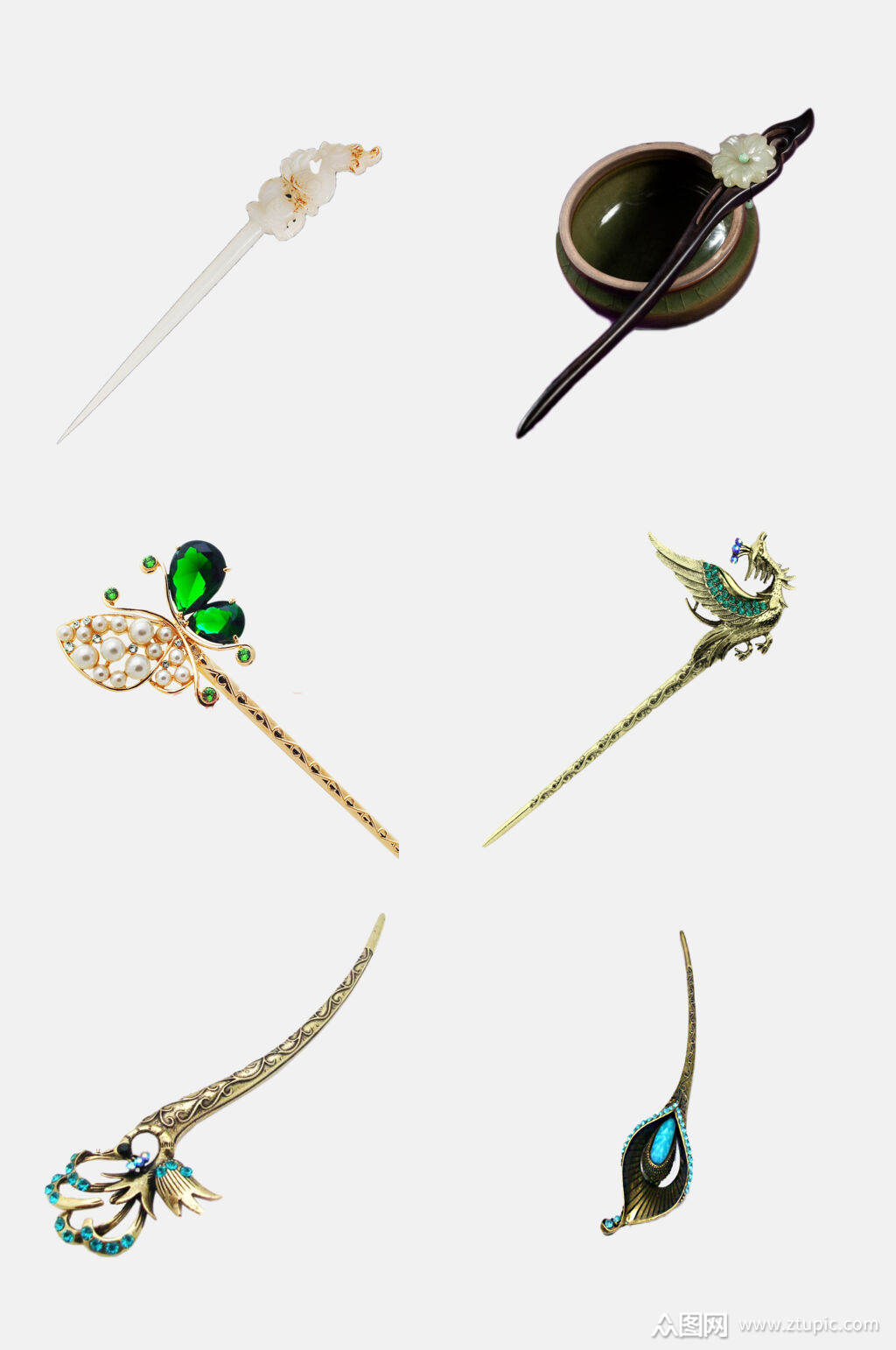 复古发簪头饰首饰免抠设计元素素材模板下载-编号1809231-众图网