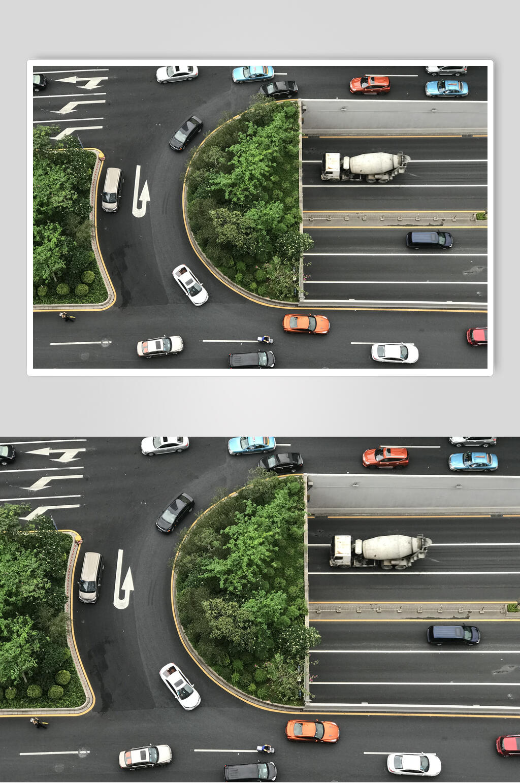 俯拍深圳道路上的汽车高清图片素材