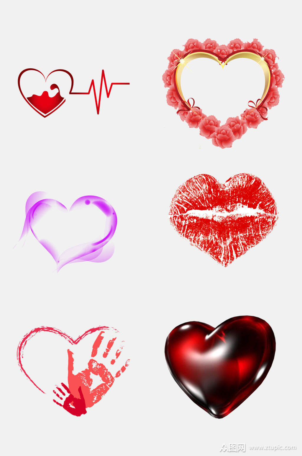 红色心形爱心免抠元素素材模板下载-编号1808047-众图网