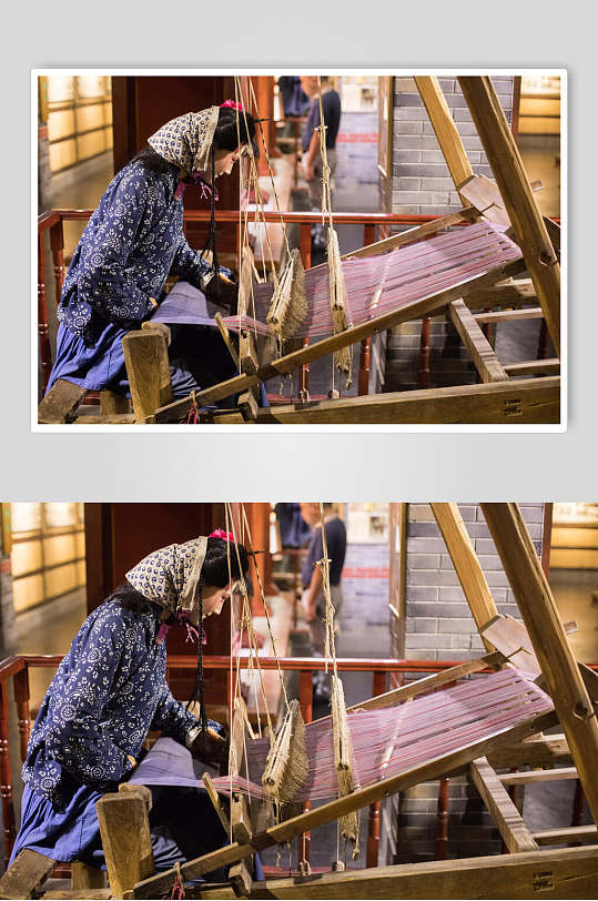 老上海黄道婆织布高清图片
