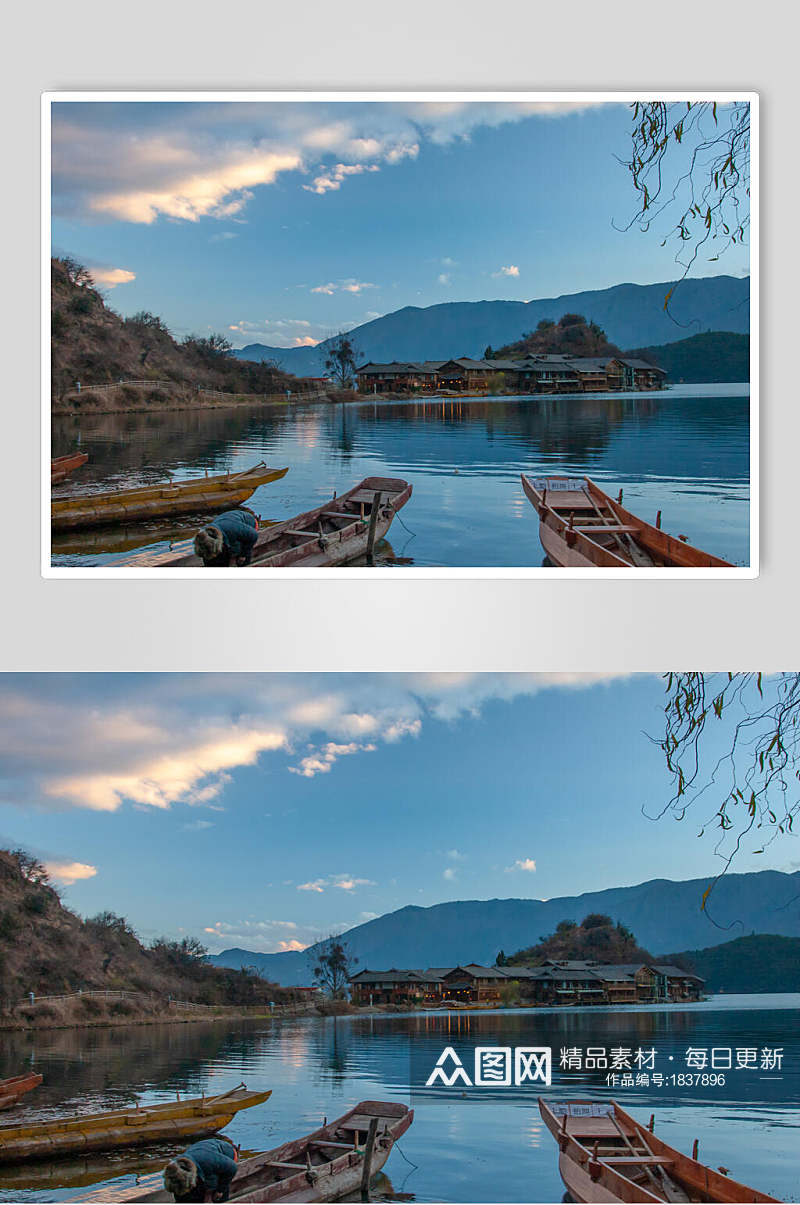 著名泸沽湖景点元素图片素材