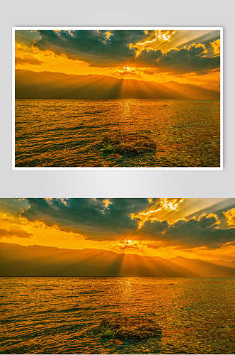 洱海日落高清图片