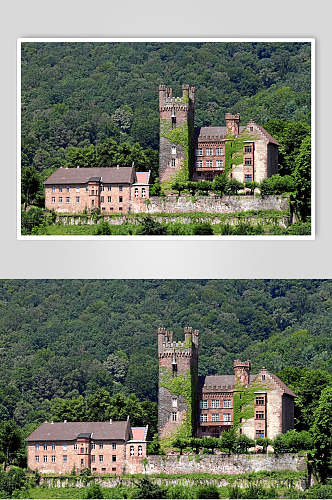 欧洲山中城堡古堡高清图片