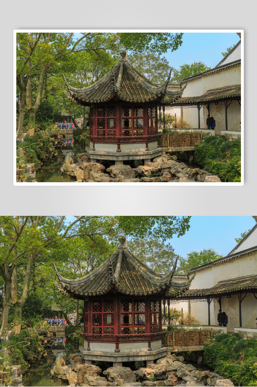 苏州著名旅游景点拙政园亭子高清图片素材