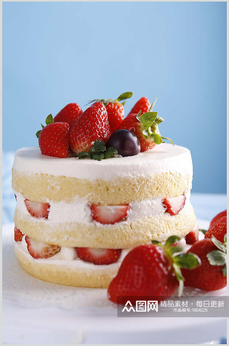 美味草莓奶油蛋糕美食图片素材