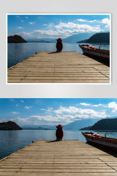 著名泸沽湖景点元素图片