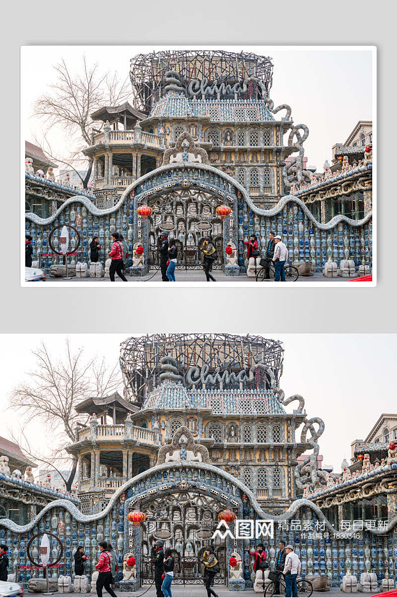 静谧天津城市风光摄影插画元素背景图片素材