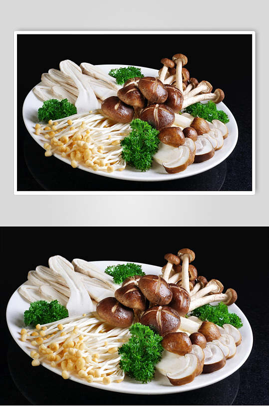 火锅配菜菇类摆盘图片