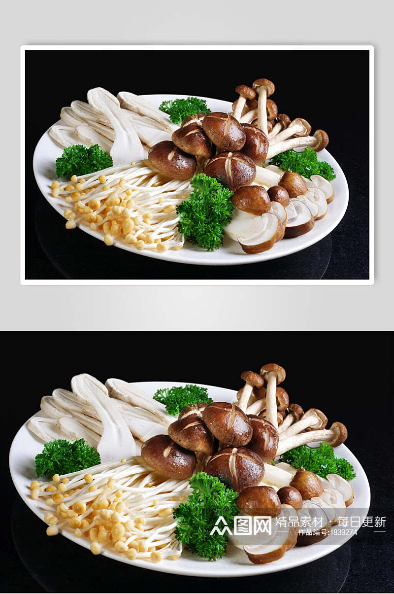 火锅配菜菇类摆盘图片素材
