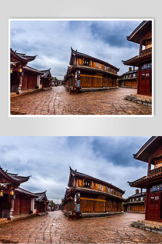雨后丽江古城高清图片