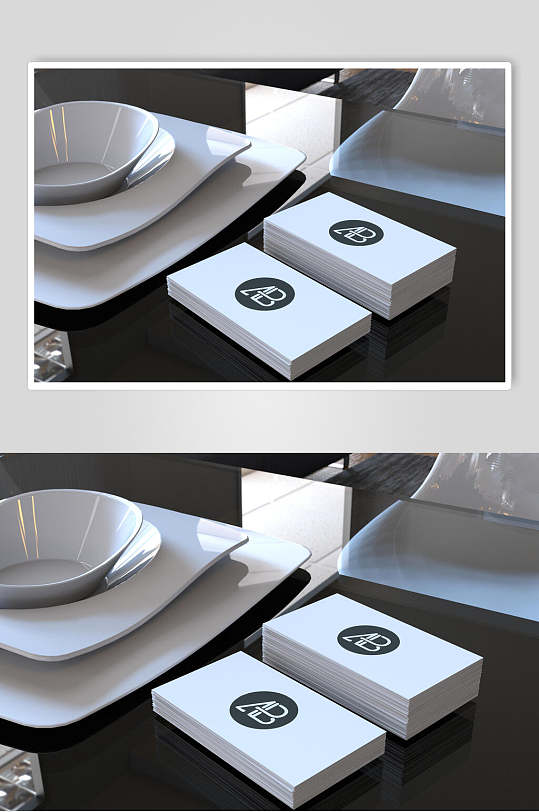 餐厅餐具名片海报整套样机效果图