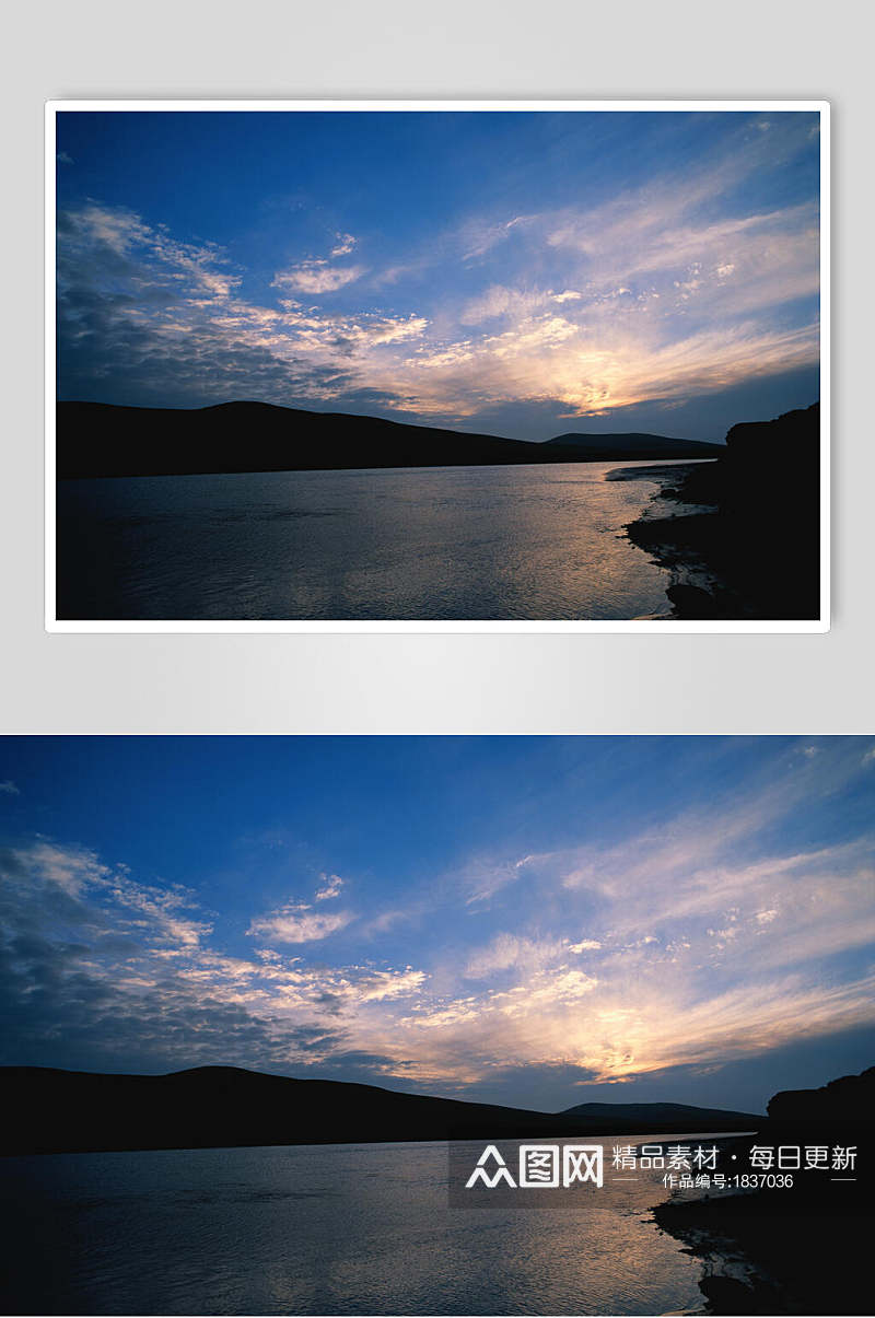 夜景湖泊湖面摄影背景图片素材