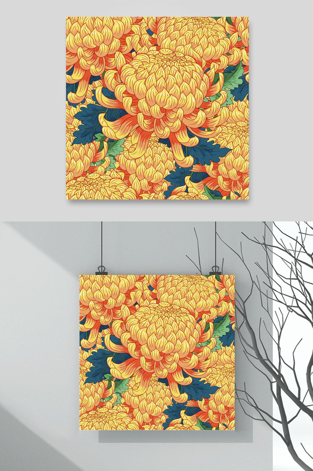 中国风中秋菊花花卉元素素材素材