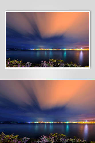 日出前的洱海风光高清图片