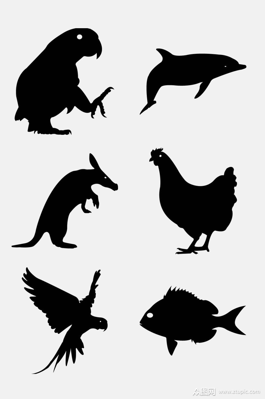 可爱动物插画元素素材