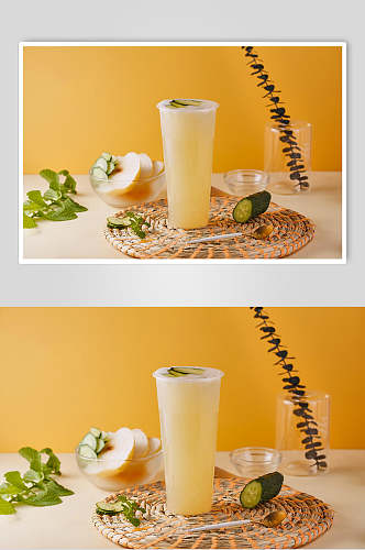 黄瓜雪梨汁高清图片