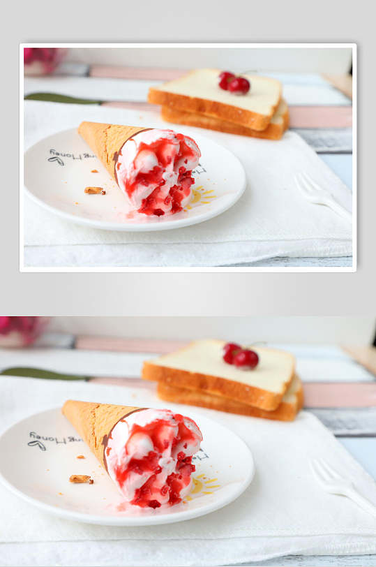 面包樱桃冰淇淋图片