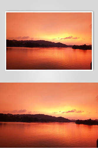 夜景湖泊湖面摄影图片