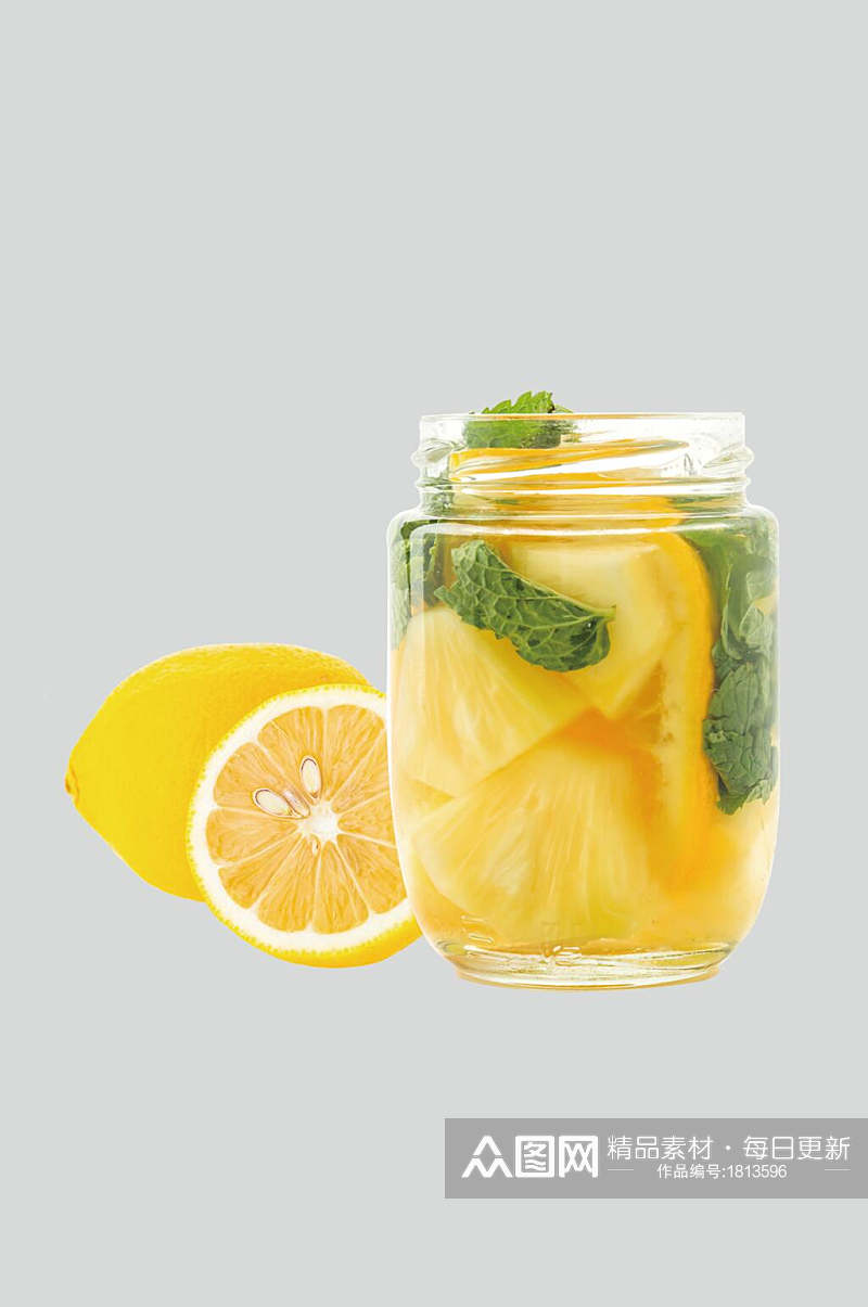 菠萝柠檬水果茶高清图片素材