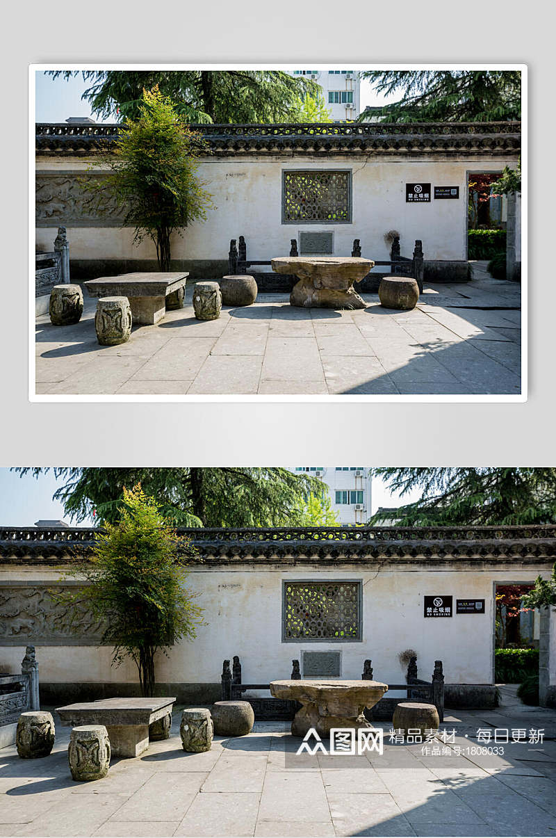 安徽古建筑花园布局高清图片 摄影图素材