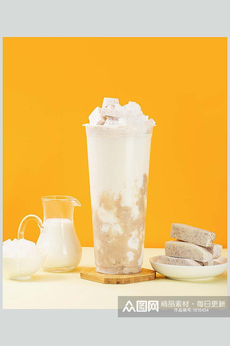 香芋牛奶奶茶水果茶食品摄影图片素材