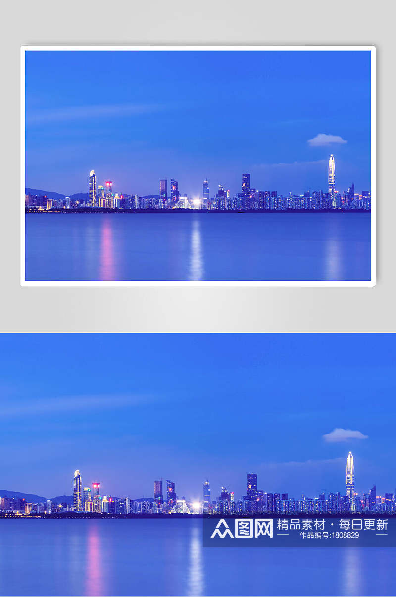深圳福田区海岸线城市风光夜景高清图片素材