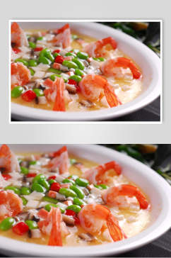 热菜鲜虾蒸水蛋高清图片