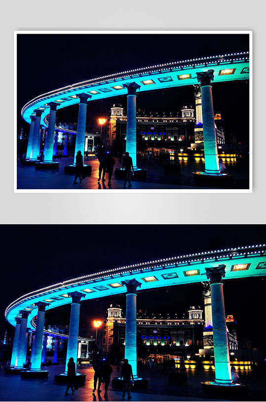 哈尔滨防洪纪念塔夜景高清图片
