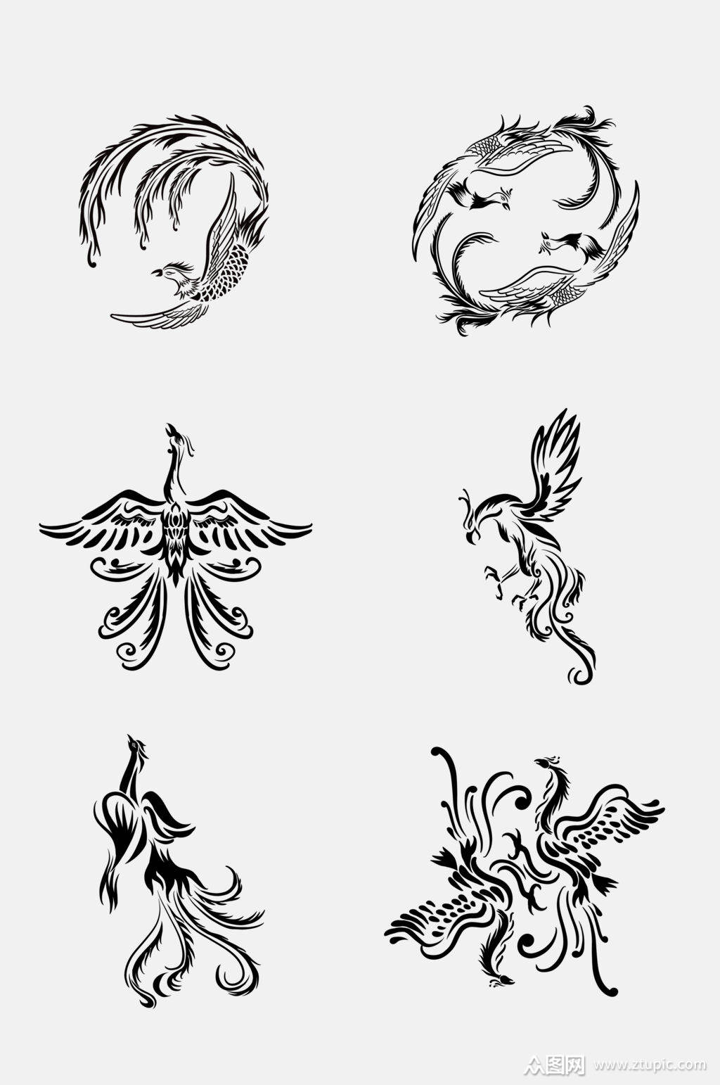 手绘画传统凤凰素材免抠元素素材素材