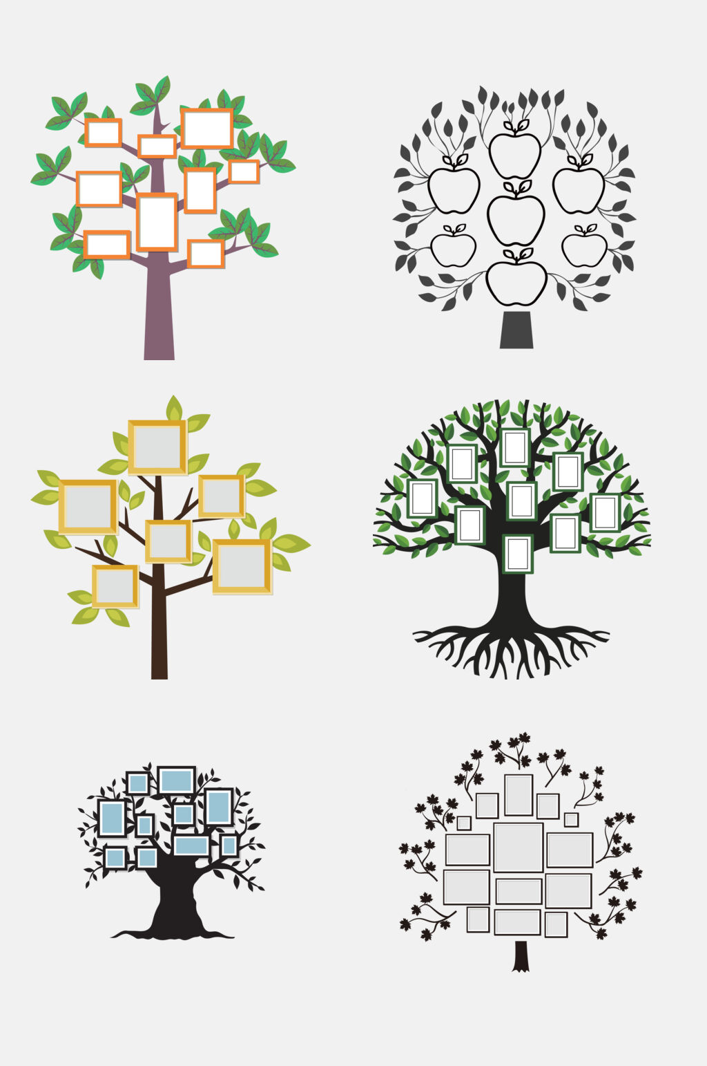 清新家庭成员树边框照片墙免抠元素素材素材