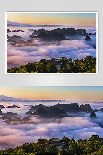 仙境云山云海摄影插画背景元素图片