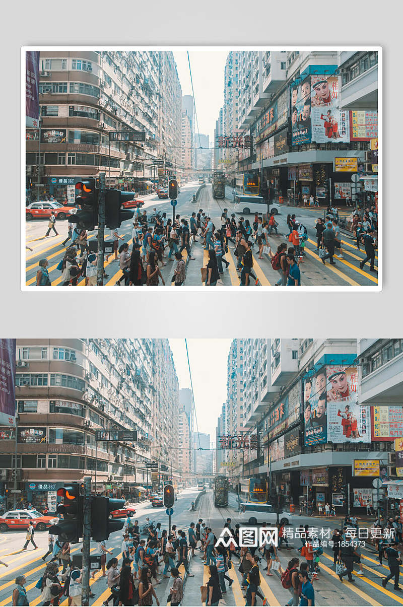 香港风景人行道人群高清图片素材