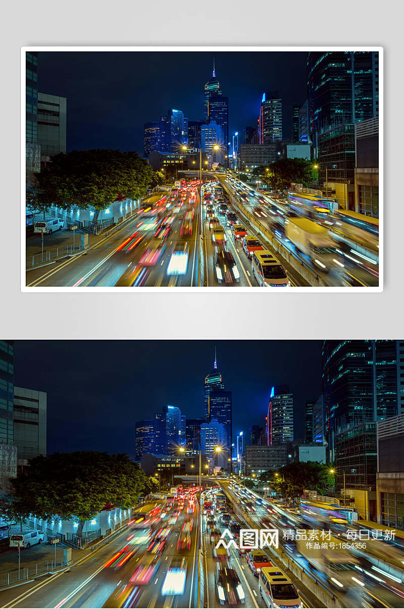香港风景夜晚道路交通图片素材