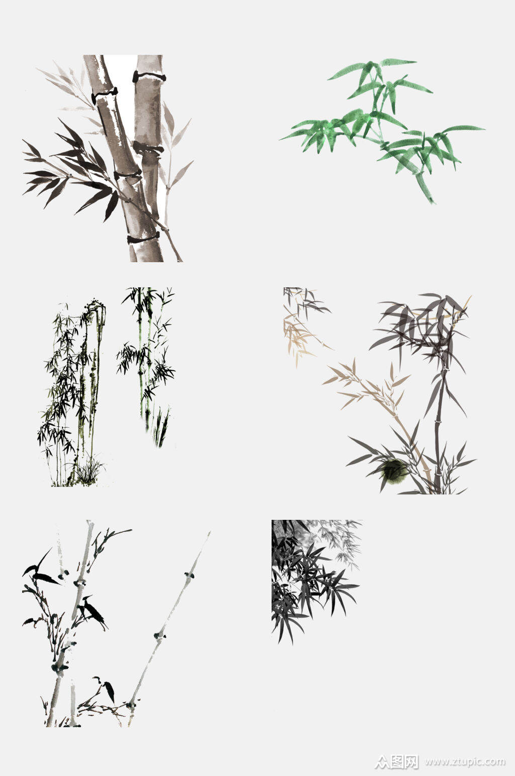 中国风水墨画竹子元素素材
