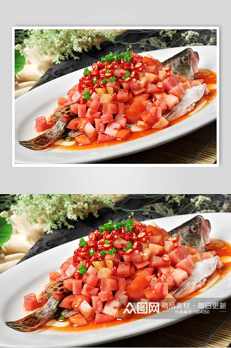 番茄蒸桂鱼高清图片素材