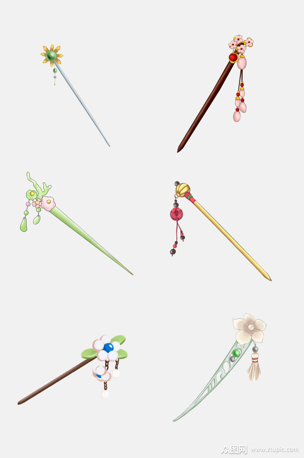 古风发簪头饰首饰免抠设计元素素材素材