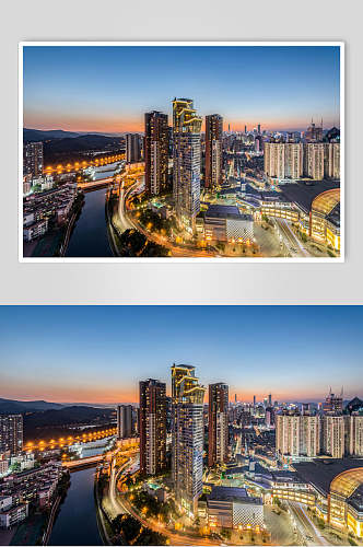 深圳罗湖城市建筑夜景高清图片