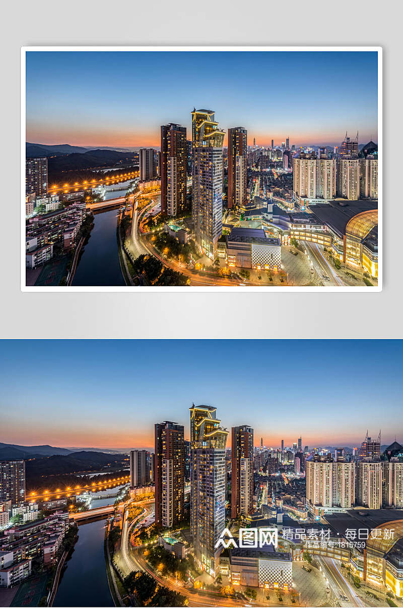深圳罗湖城市建筑夜景高清图片素材