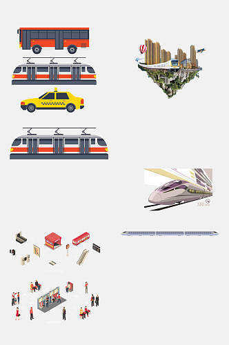 现代动车高铁列车免抠设计元素素材