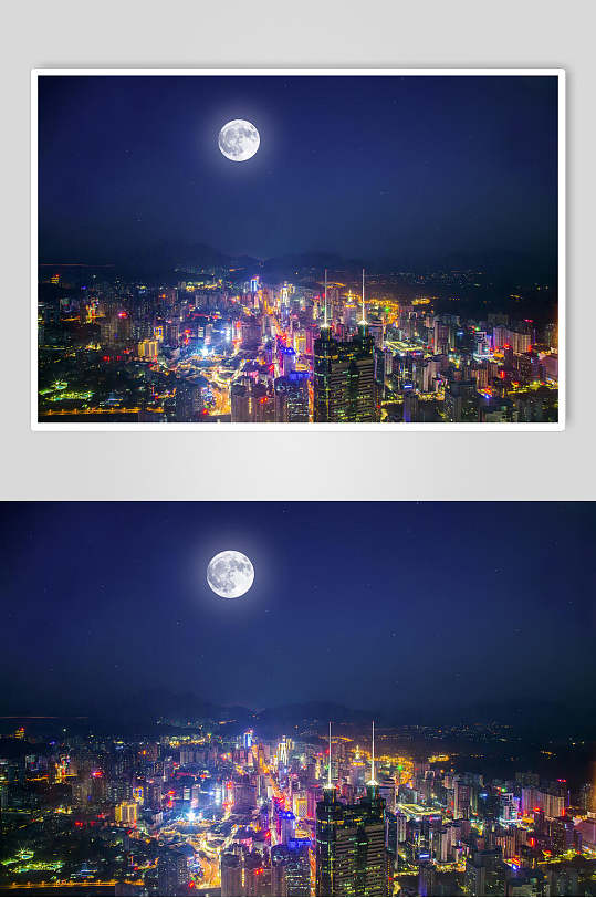 深圳中秋城市圆月背景高清图片
