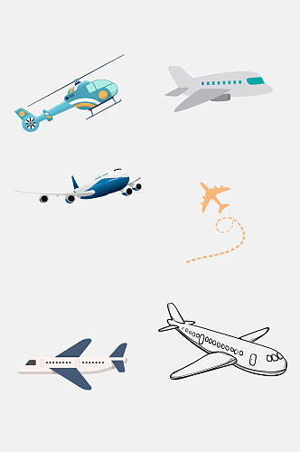 手绘画飞机客机免抠元素素材