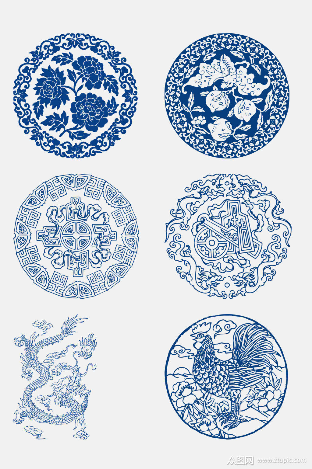 青花瓷花纹素材设计元素素材