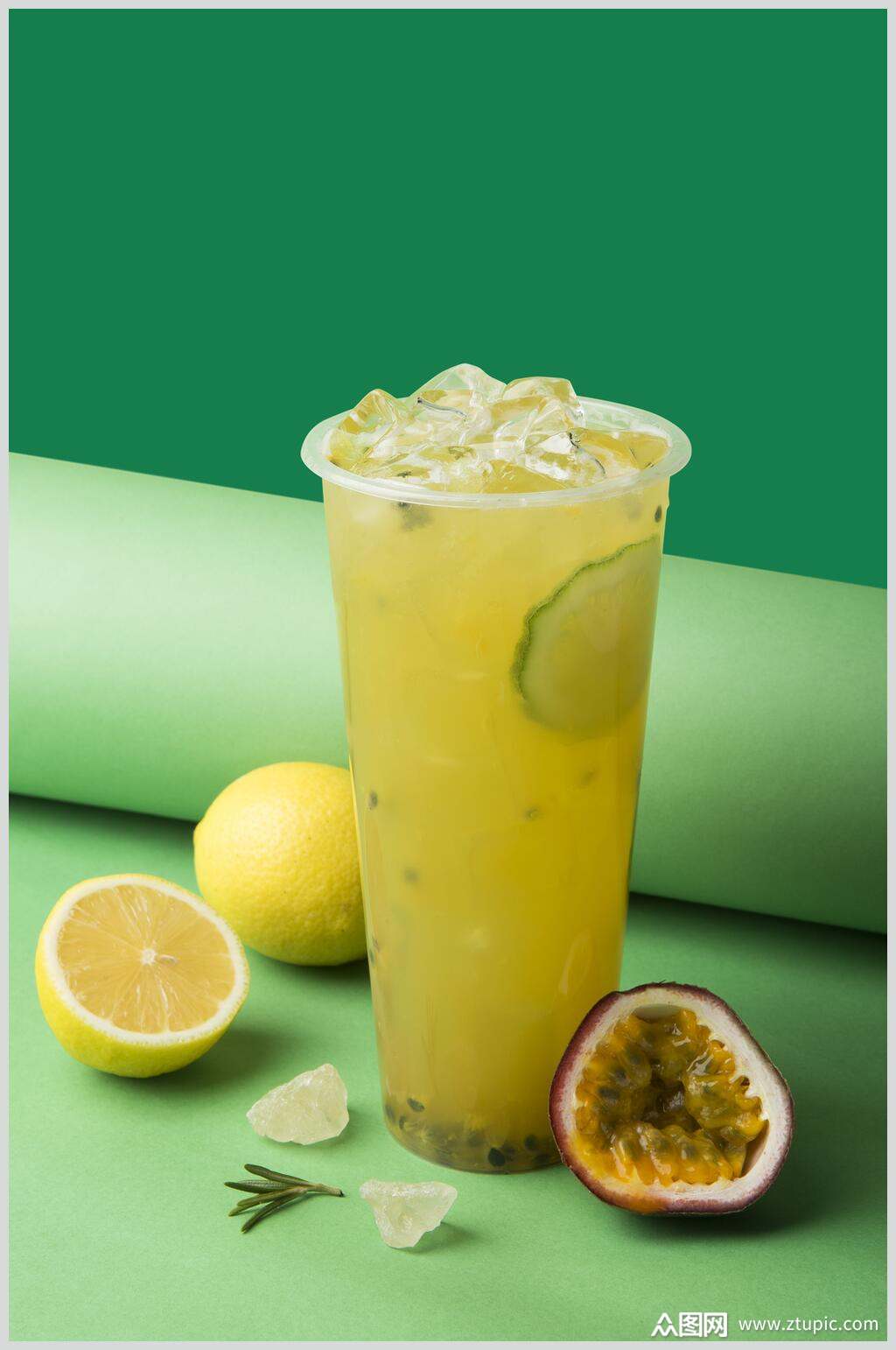 柠檬百香果奶茶水果茶摄影图片模板下载-编号1811956-众图网
