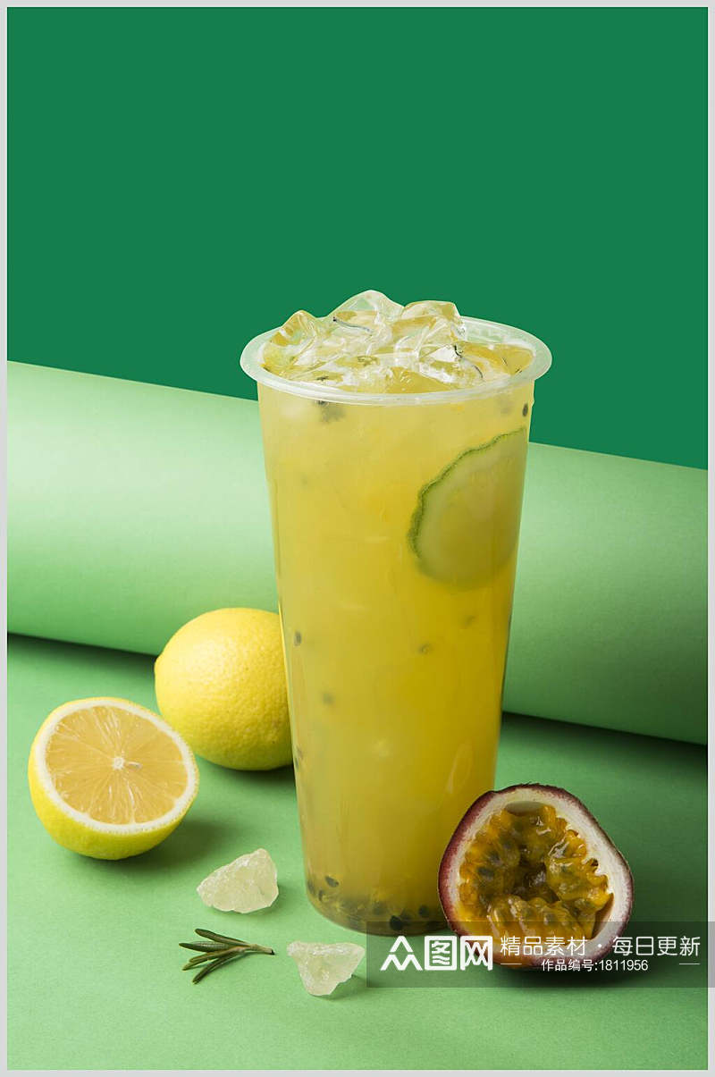 柠檬百香果奶茶水果茶摄影图片素材