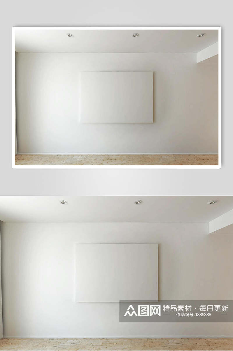 白色墙面户外装饰画样机效果图素材
