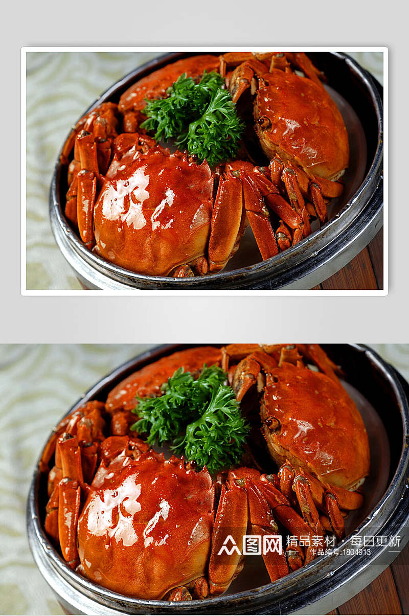 美味海鲜小蒸闸蟹高清图片素材