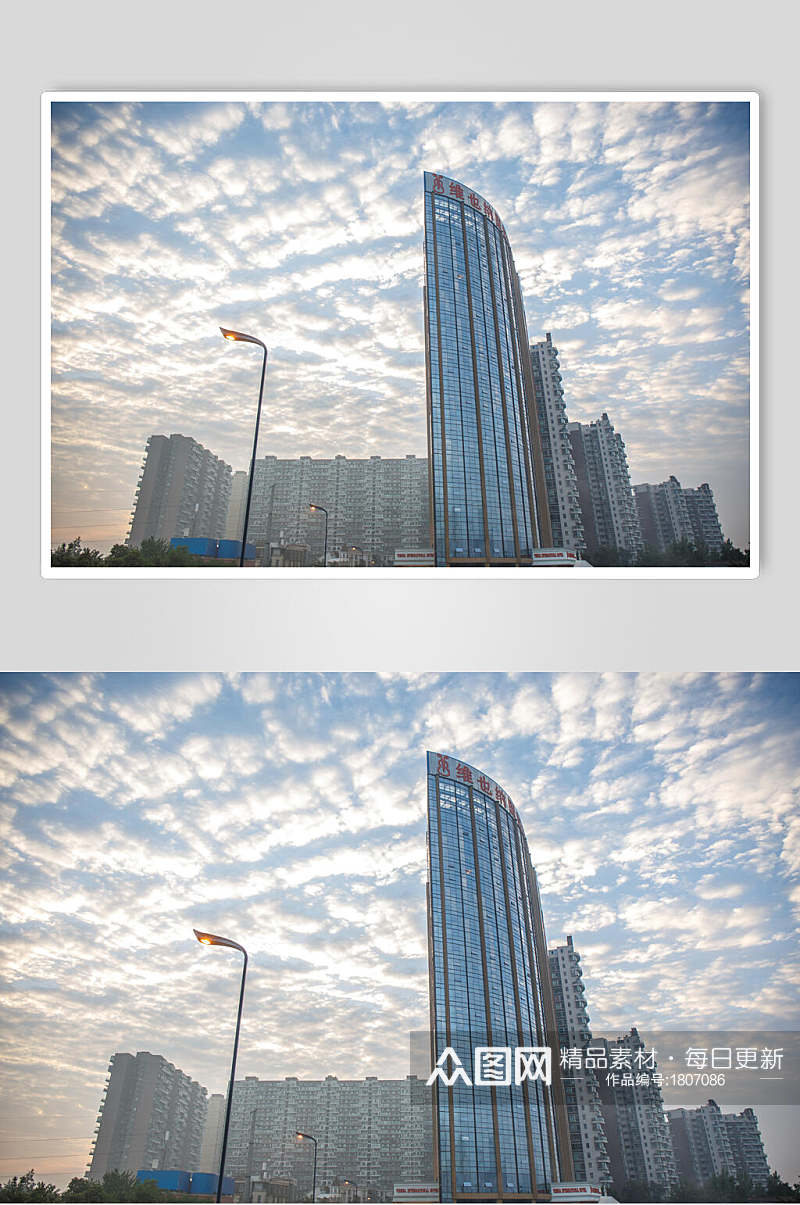 四川成都高新区街头早晨天空高清图片素材