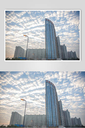四川成都高新区街头早晨天空高清图片